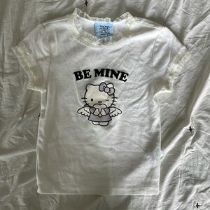 Hello Kitty & Friends White Cotton Lace Baby Tee BE MINE size S